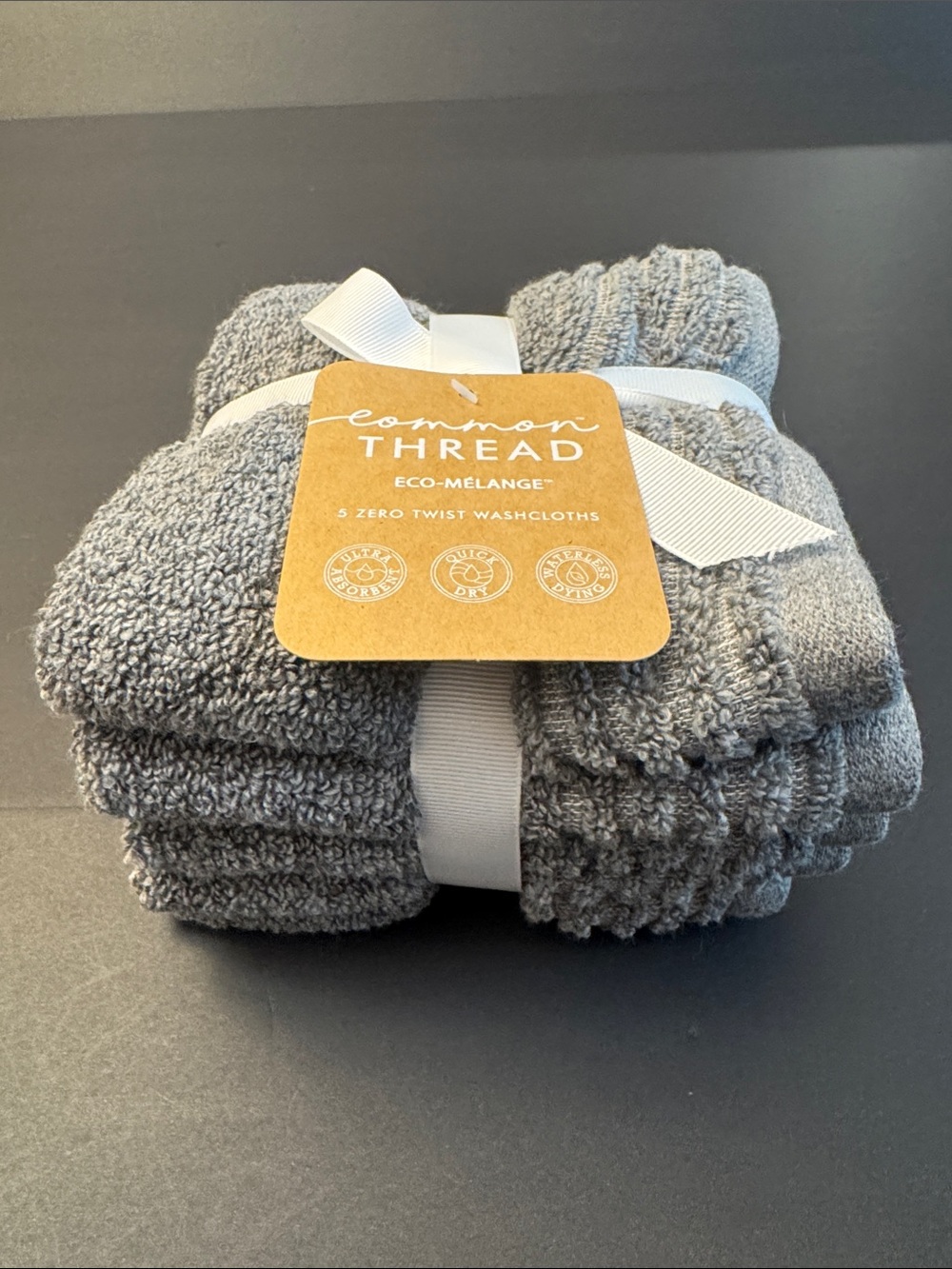 9pc COMMON THREAD Eco-Melange Quick Dry Zero Twist Bath Towel Set - Gray - Picture 8 of 10